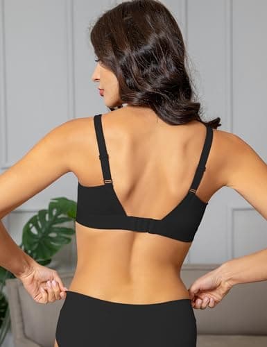 Gnowann Women's Deep V-Neck Plunge Bra with Padded Low Back Adjustment