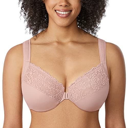 DELIMIRA Women's Plus Size Front Closure Lace Bras