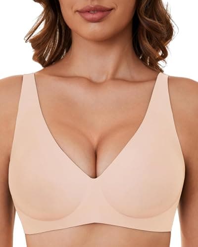 OXYIBRAS Smooth V-Neck Bras for Women No-Wire Seamless Sleep Bralette