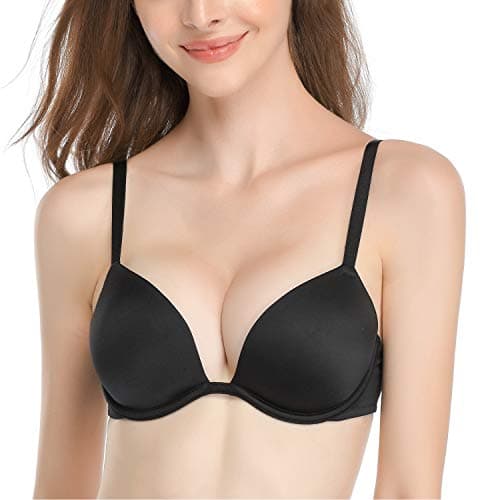 Deyllo Women's Push Up Underwire Super Padded T-Shirt Bra Add Two Cups
