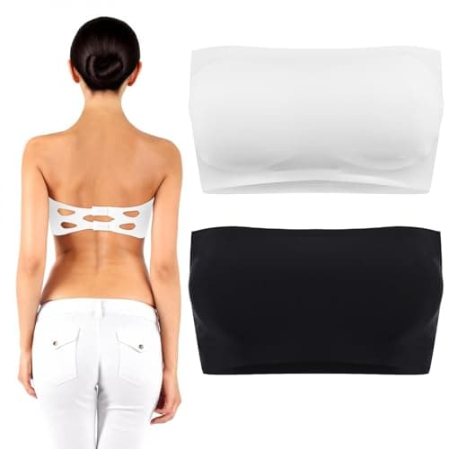 Abeillo Women's Black & White Seamless Bandeau Bralette Bralette Tube Top Bra