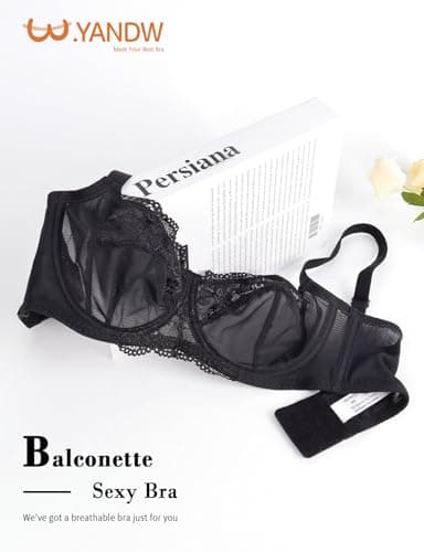 YANDW Plus Size Demi Bras: Sheer Mesh Underwire Bralette for Women