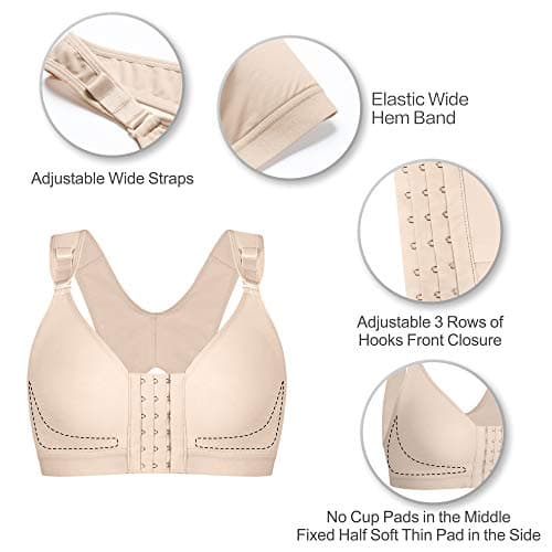 Shaperx Women's Post-Surgery Front Closure Sports Bra