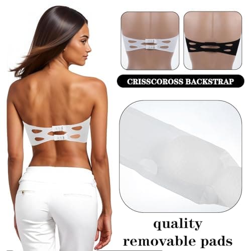 Abeillo Women's Black & White Seamless Bandeau Bralette Bralette Tube Top Bra