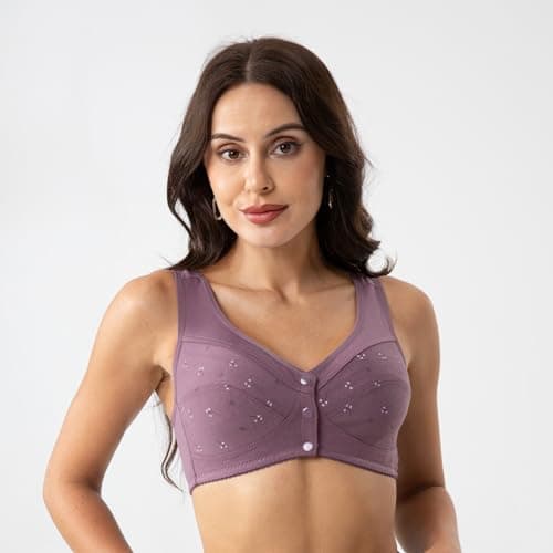 YVIVMEIE Women's Full Coverage Sports Bra with Front ClosureComfort Daisy Design