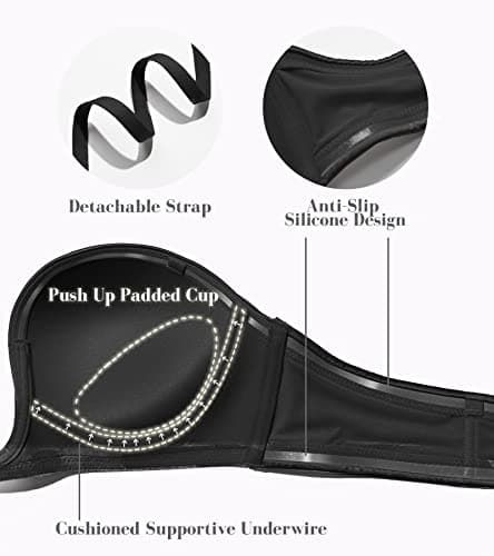 Deep Plunge Strapless Push Up Bra for Everyday Use