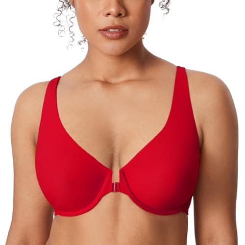 DELIMIRA Plus Size Plunge Underwire Front Closure Seamless Bra