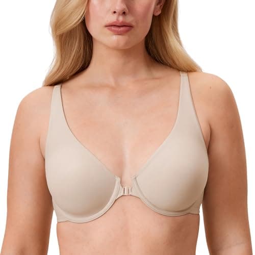 DELIMIRA Plus Size Plunge Underwire Front Closure Seamless Bra