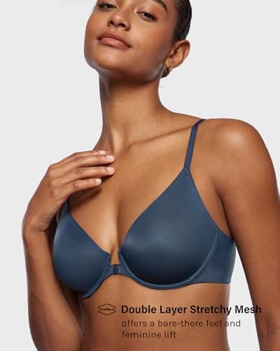 INLYRIC Women's Mesh Front Closure Demi Bras - Plunge Support & Comfort