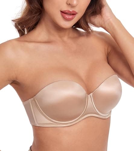 Strapless Bra with Padding and Convertible Straps for Women