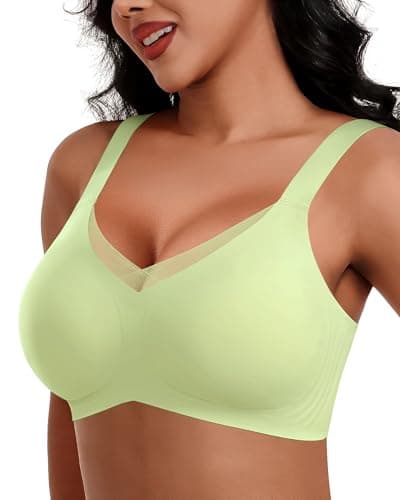HORISUN Seamless Mesh Lace Bras for Women Wireless Full Coverage Deep V Bralettes