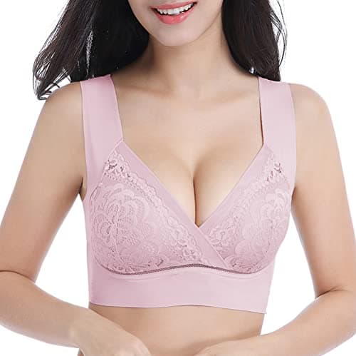WOWENY Seamless Wirefree Bra for Women, Padded Back, Plus Size