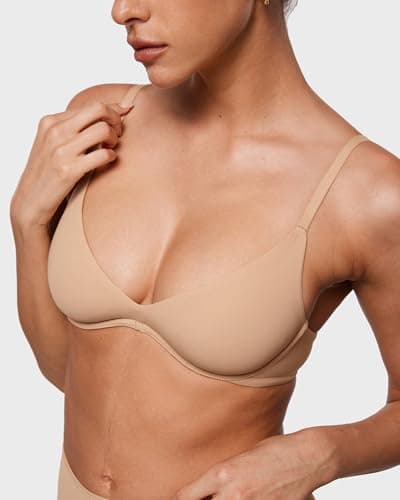 INLYRIC Women's Plus Size Plunge Bra - Sexy Unlined Underwire