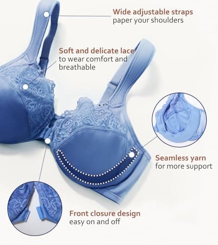 DotVol Plus Size Front Closure U-Back Underwire Bra
