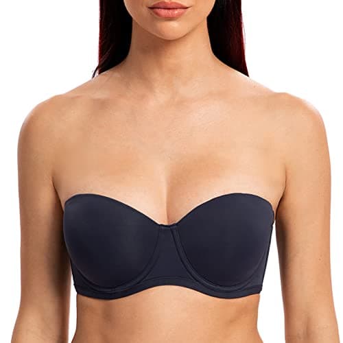 MELENECA Plus Size Strapless Bra with Underwire for Large Bust Back Smoothing