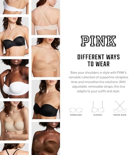 Victoria's Secret Pink Push Up Bra for Women (32A-38DD)