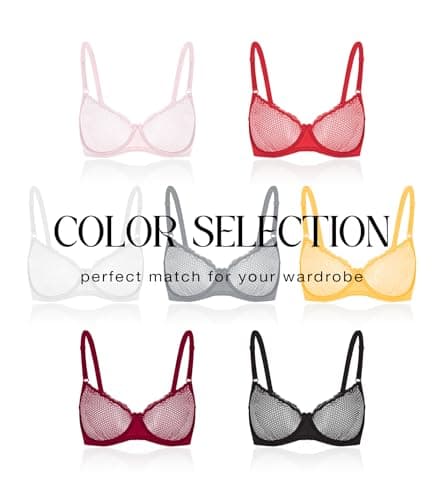 Wingslove Women's Seethrough Lace Balconette Underwire Lingerie