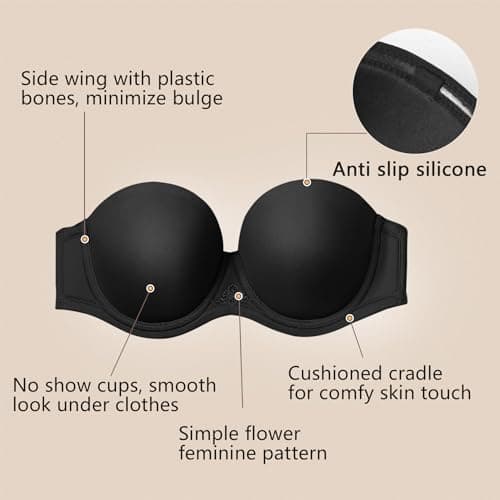 DotVol Plus Size Contour Underwire Bra with Multiway Strapless Back