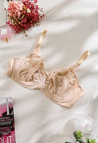 HACI Women's Comfortable Lace Floral Unlined Underwire Bra