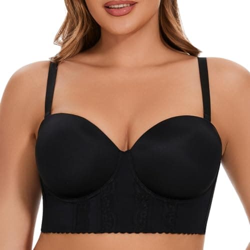 COOVOICE Longline Strapless Bra Hides Back Fat Seamlessly