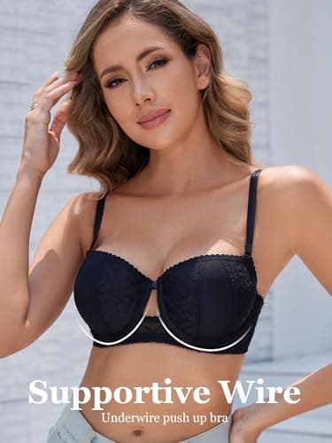 Zossav Balconette Push-Up Bra with Underwire and Convertible Cups