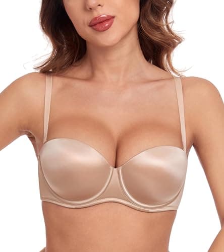 Strapless Bra with Padding and Convertible Straps for Women