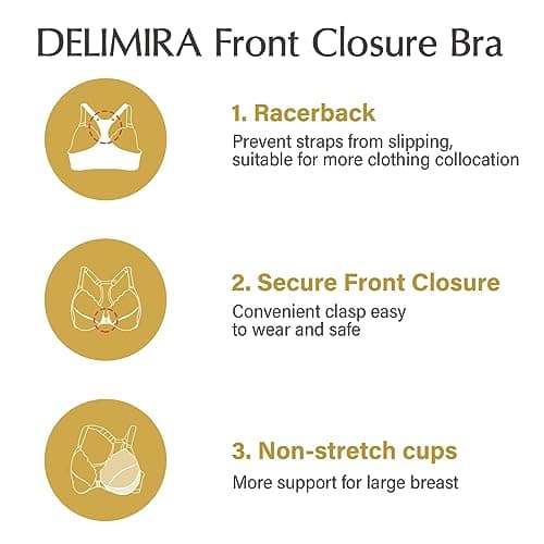 Delimira Women's Plus Size Full Coverage Underwire Support Bra