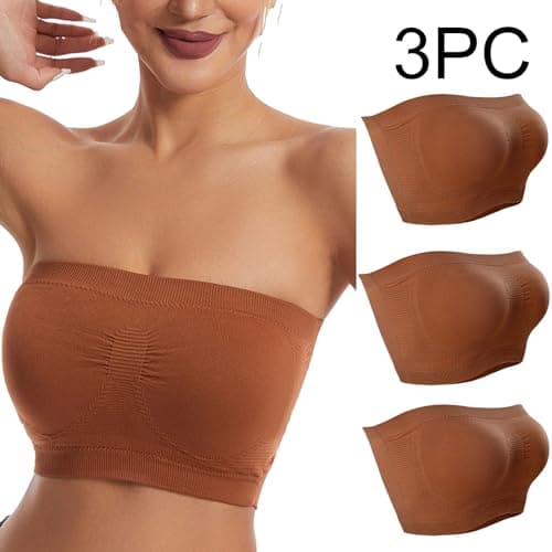 3 Pack Stretch Tube Top Bralette for Women Non Padded Non Slip Seamless