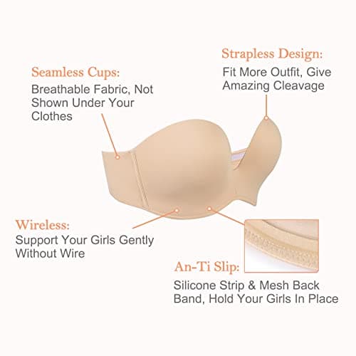 HACI Anti-Slip Push-Up Bra for Women Wireless Padded Stay Put