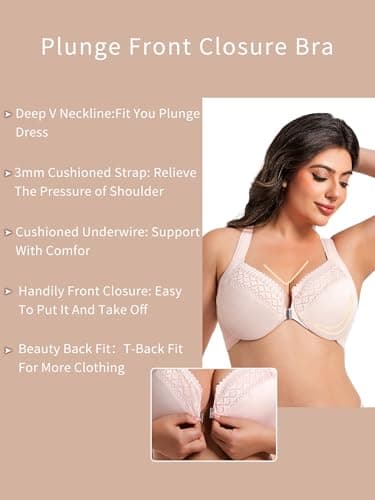 AILIVIN Women's Plus Size Front Closure Racerback Unlined Underwire Bras