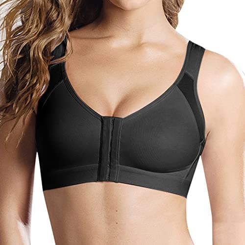 Plus Size Women's Front Closure Wireless Posture Support Bra Hides Fat