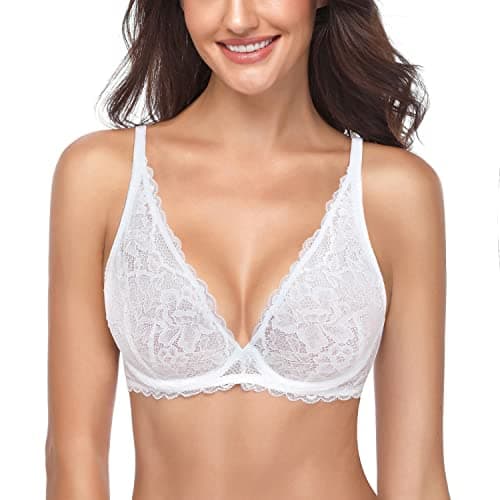 Wingslove Deep V Lace Bralette for Women Underwire