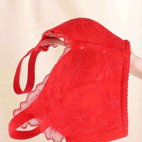 Floral Lace Bralette for Women - Wireless, Comfortable, Front Closure Sleep Bra