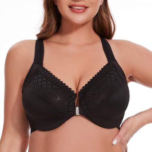Sheroine Women's Plus Size Front Closure Underwire Lace Bra
