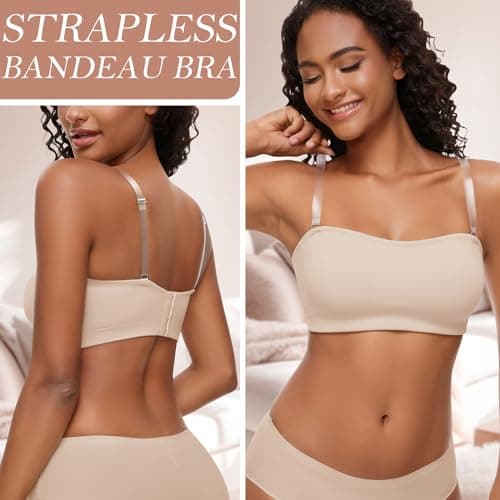 WOWENY Non-Slip Silicone Bandeau Bra for Women