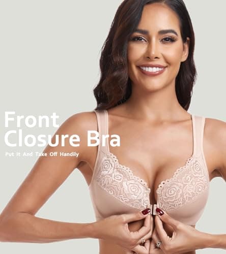 HACI Women's Plus Size Front Closure Underwire T-Shirt Bra