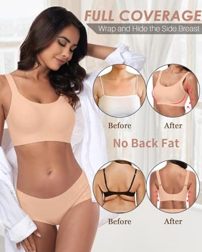 WOWENY Wireless Minimizer Bras for Women: Comfortable Full Coverage Padded Bralettes