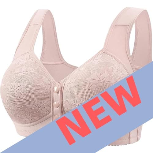 LIKEOULI Breathable Daisy Push Up Bra for Older Women with Snaps