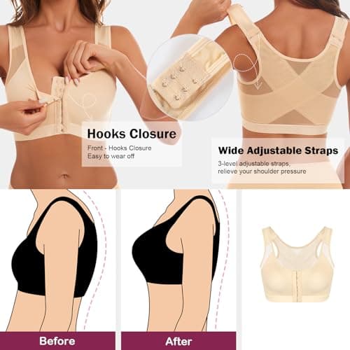 IROCUE Wireless Posture Correcting Bra, Full Coverage Support