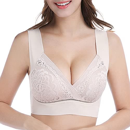 WOWENY Seamless Wirefree Bra for Women, Padded Back, Plus Size
