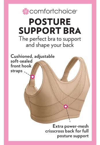 Comfort Choice Plus Size Front-Close Cotton Wireless Posture Bra