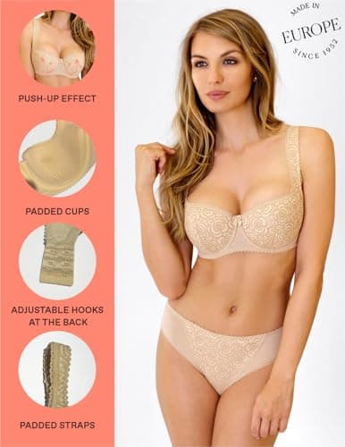 Rosme Plus Size Demi Cup Push Up Lace Bra