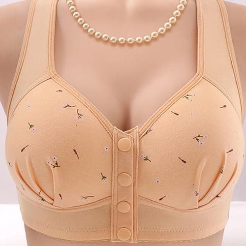 Women's Comfortable Daisy Bras - Wide Back Support, Snap Closure, Cotton