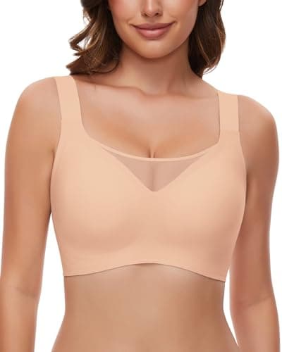 WOWENY Wireless Minimizer Bras for Women V-Neck Padded Bralettes