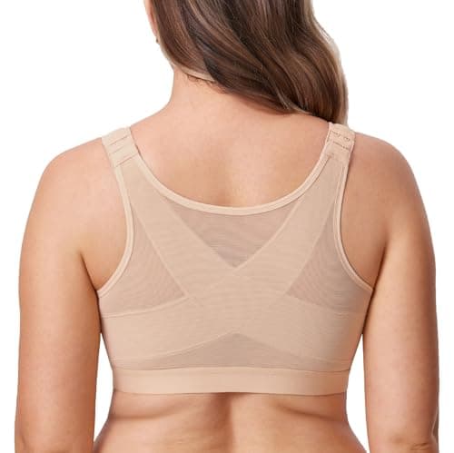 Front Closure Posture Wireless Back Support Bra for Women