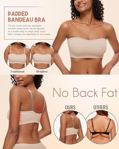 WOWENY Non-Slip Silicone Bandeau Bra for Women