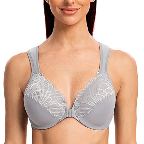 MELENECA Women's Plus Size Front Closure Underwire Bra