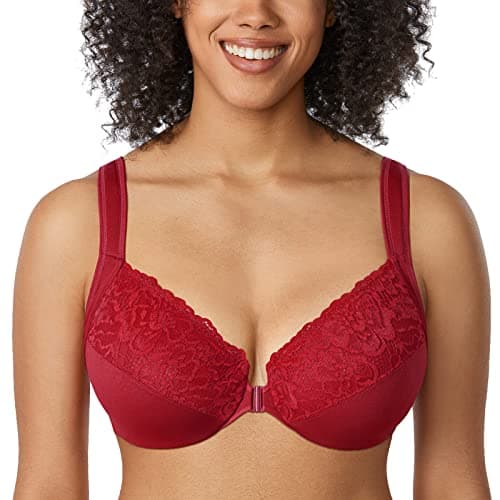 DELIMIRA Women's Plus Size Front Closure Lace Bras