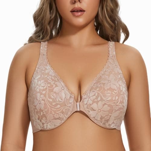 MELENECA Women's Plus Size Lace Underwire Bra