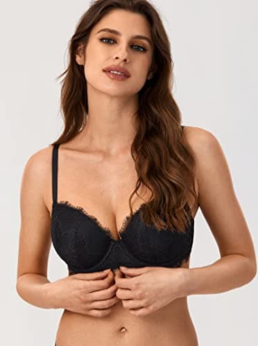 DOBREVA Plus Size Demi Balconette Bra with Demi Coverage and Underwire Support
